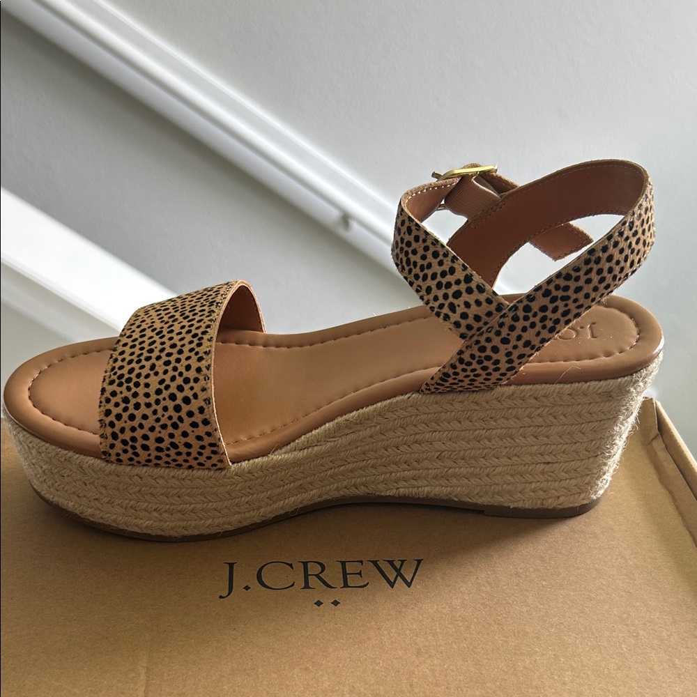 J. Crew Leopard Print Wedge Sandals